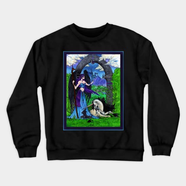 Angel with Unicorn and friends Crewneck Sweatshirt by pegacorna